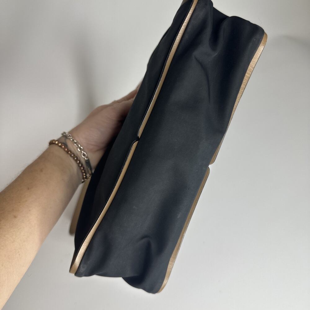 Bally Vintage Black Beige Nylon Leather Baguette Shoulder Bag Purse Made Italy - Picture 7 of 16